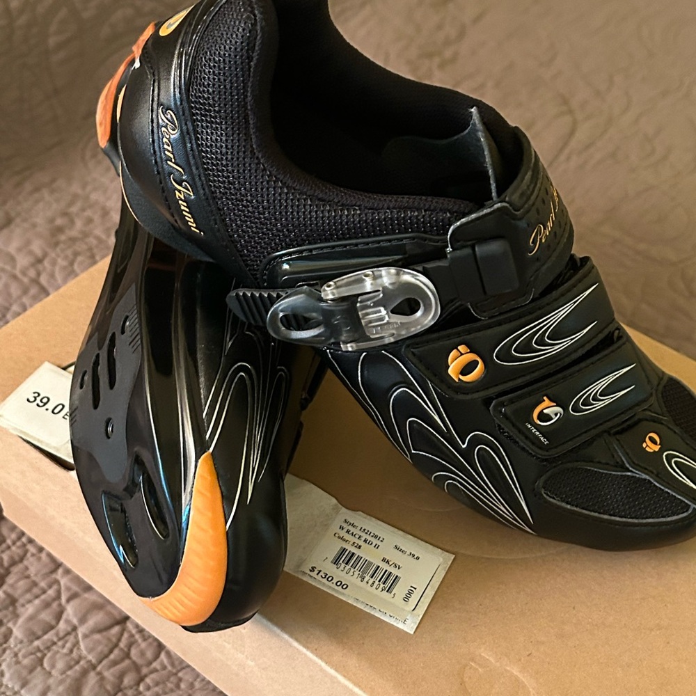 Cycling Shoes - Pearl Izumi Black and Orange AthleticShoes with Dynamic Design